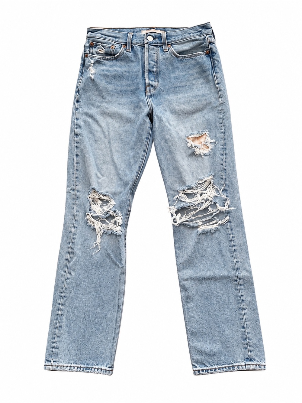 Levi's Light Blue Distressed Straight-Leg Jeans